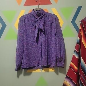 Vintage Pendleton Country Sophisticates Women's Button Up Blouse & Scarf/Bow 10